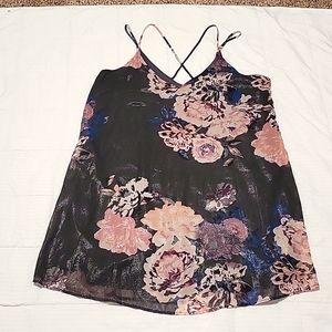 Shimmery Gray pink flowery  Flowy dress